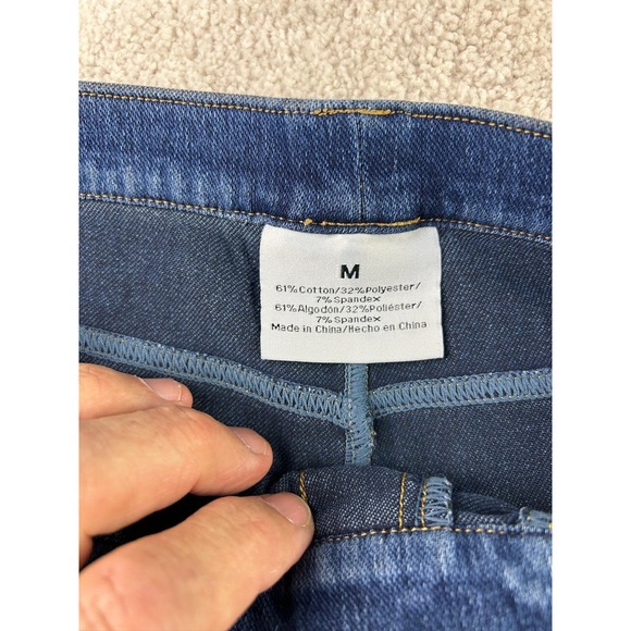 Womens Jeggings Pants Medium Blue Denim Stretch Pull On Elastic Waist Slim Fit - Picture 7 of 11